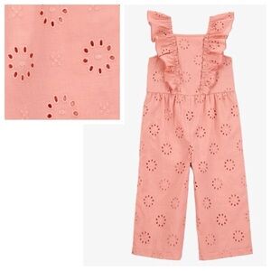Carter's Toddler Girls Eyelet Flutter Jumpsuit/Romper in Peach/Pink Size 4T
